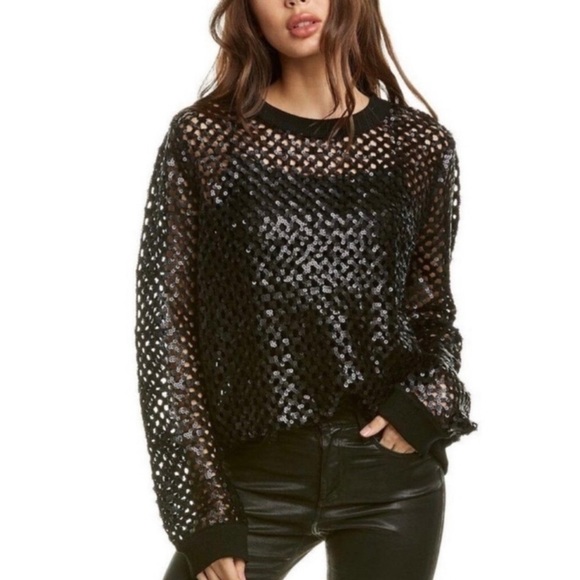 Tory Burch NWT Lansing Open Knit Sequin Mesh Sweater - Picture 1 of 13
